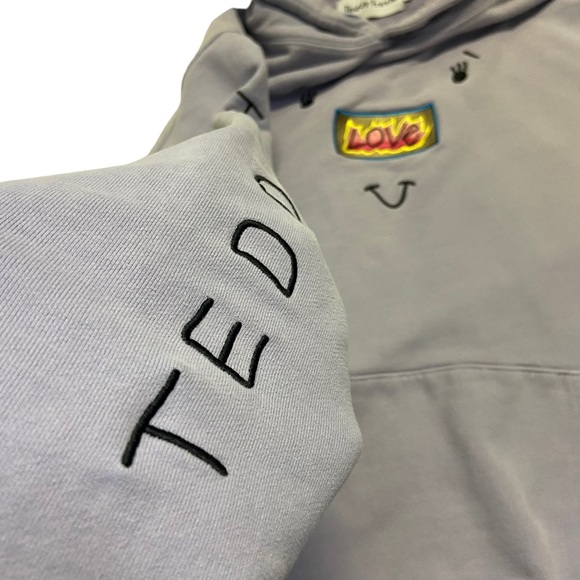 Teddy Fresh Love Face Purple Hoodie Sweatshirt Embroidered S - Picture 7 of 13